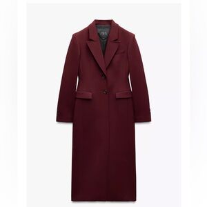 Zara Burgundy Fitted Coat - NWT
